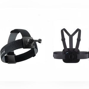 GoPro Mount Bundle: Adjustable Head/Helmet Strap & Adjustable Chest Harness